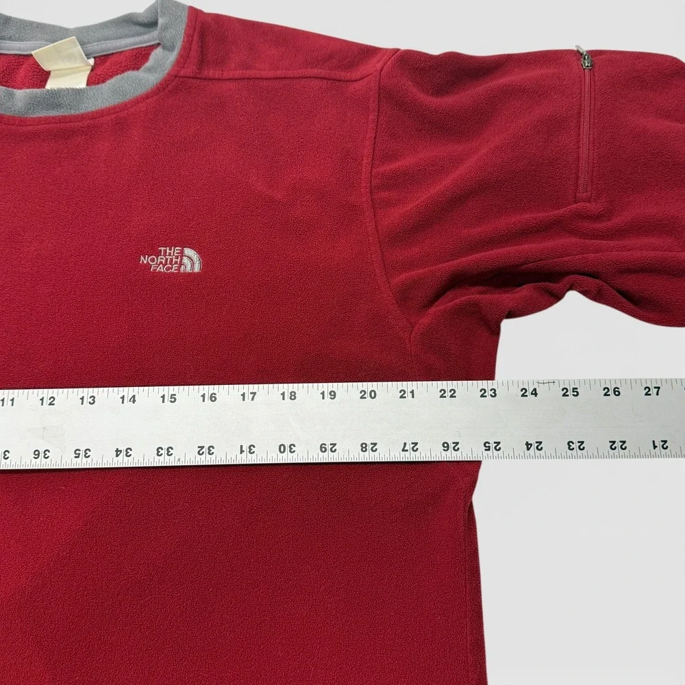 The North‎ Face Fleece Crew Neck Pullover Mens Medium Sleeve Pocket Red